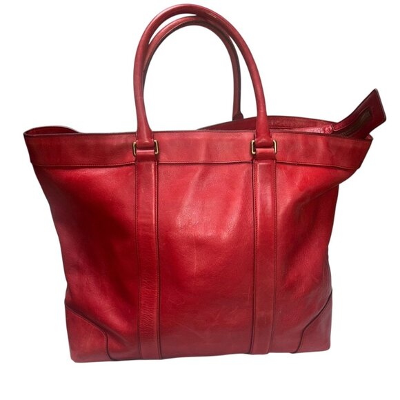 Coach Vintage red saddle leather HUGE weekender travel tote bag - Picture 7 of 10